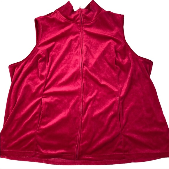 Woman Within Red Velvet Zip Front Vest - Size 2X - Picture 1 of 7